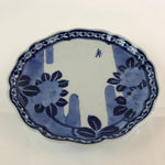 Japanese Porcelain Plate Vtg Blue Sometsuke Camellia Flower Bee Sara PY142