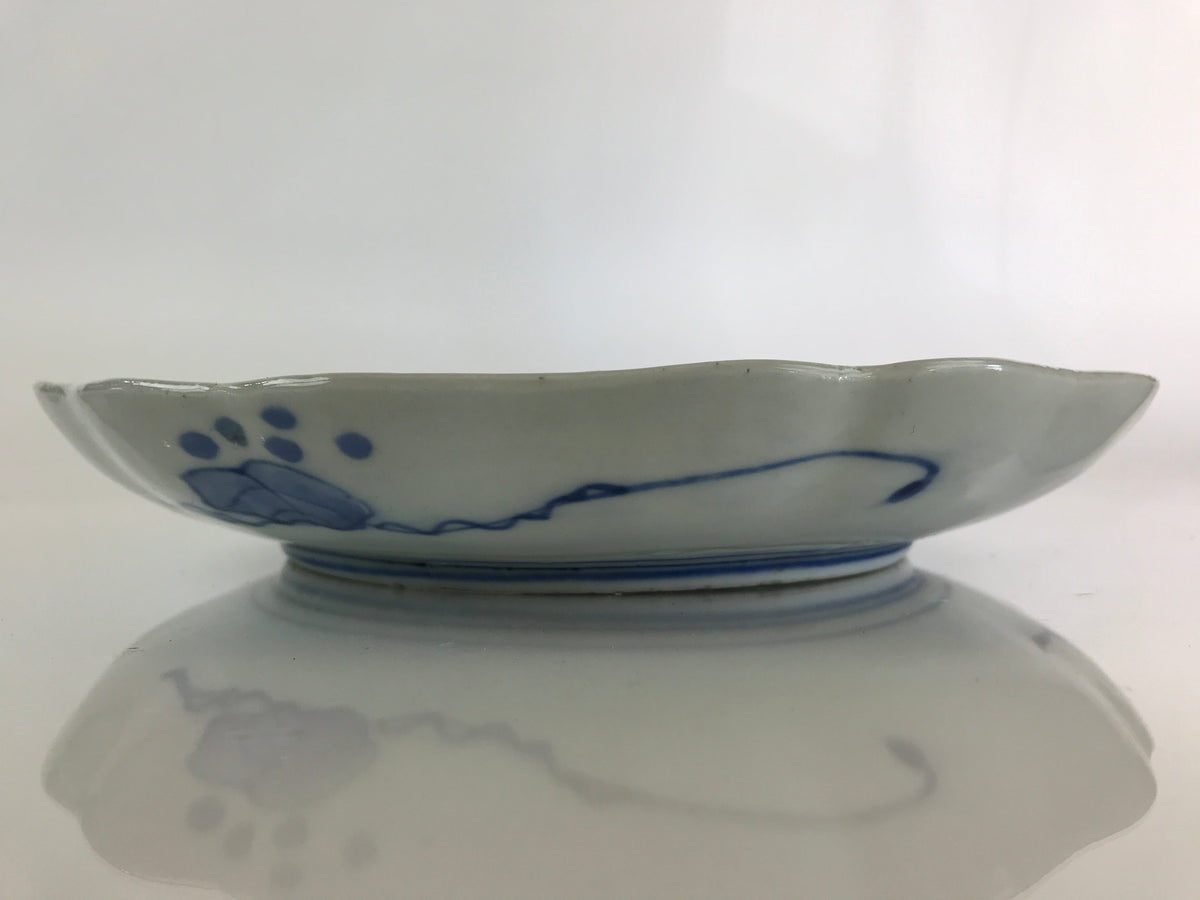 Japanese Porcelain Plate Vtg Blue Sometsuke Camellia Flower Bee Sara PY142