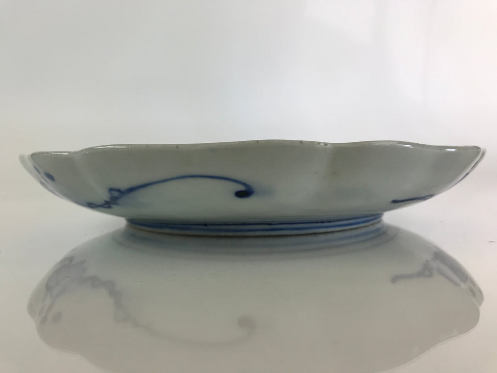 Japanese Porcelain Plate Vtg Blue Sometsuke Camellia Flower Bee Sara PY142