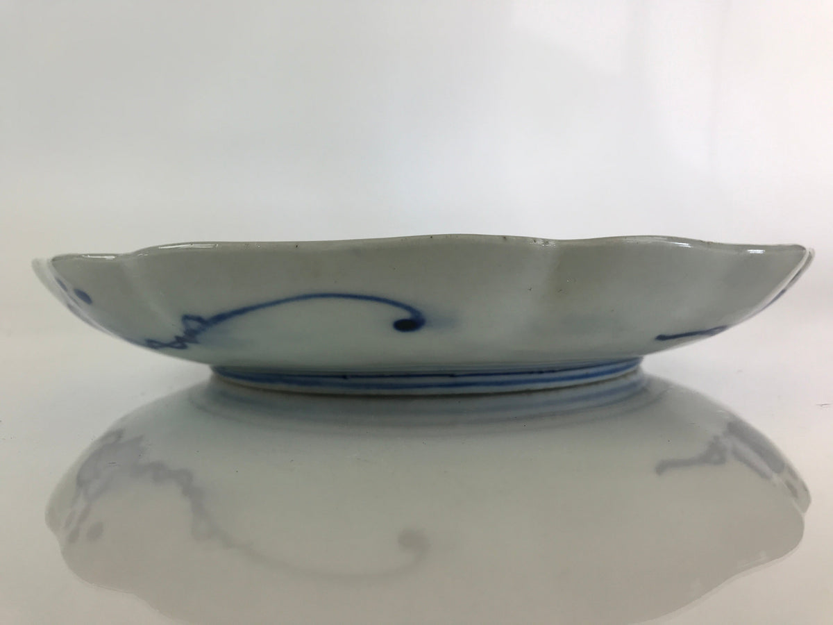 Japanese Porcelain Plate Vtg Blue Sometsuke Camellia Flower Bee Sara PY142