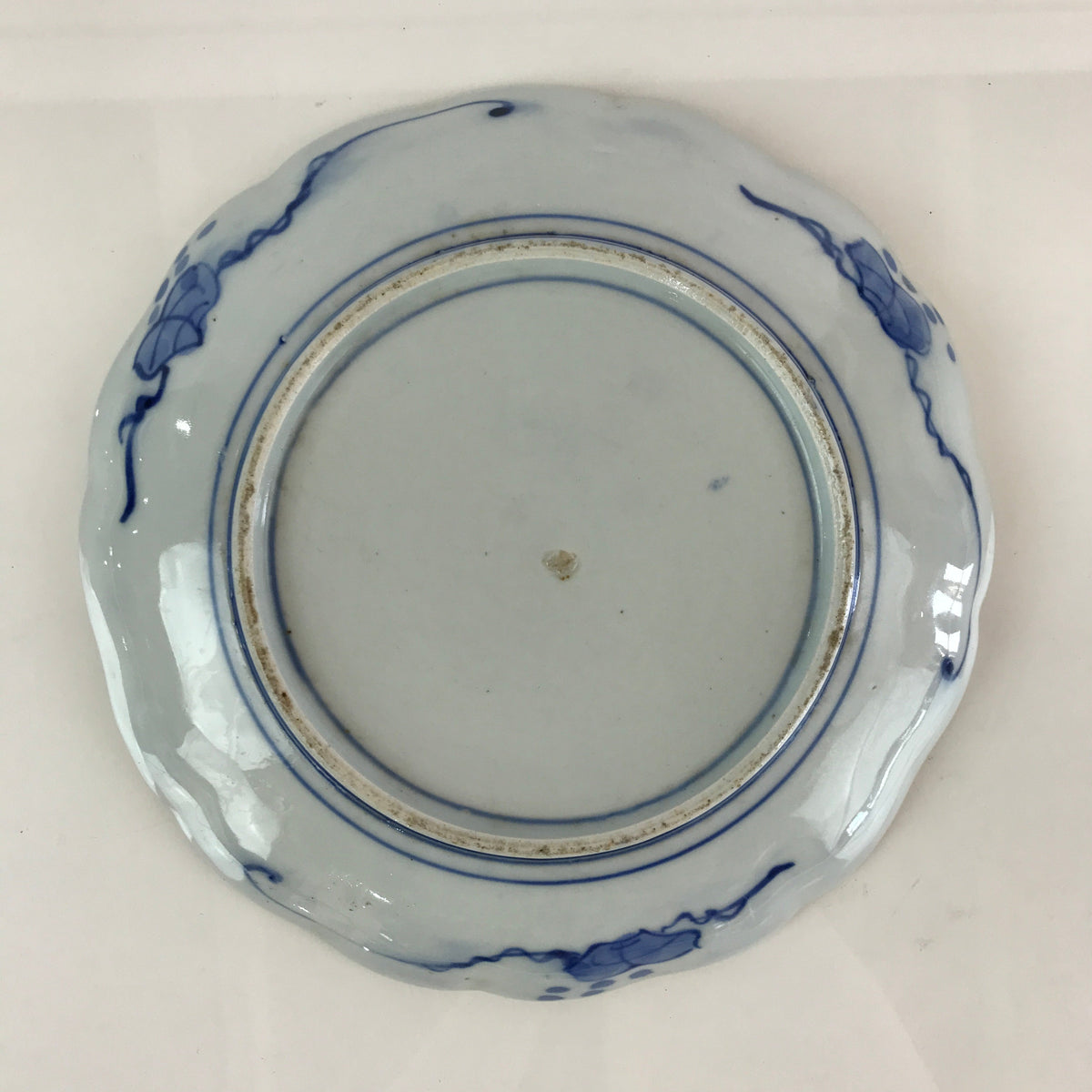 Japanese Porcelain Plate Vtg Blue Sometsuke Camellia Flower Bee Sara PY142