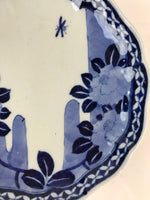 Japanese Porcelain Plate Vtg Blue Sometsuke Camellia Flower Bee Sara PY142