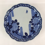 Japanese Porcelain Plate Vtg Blue Sometsuke Camellia Flower Bee Sara PY142