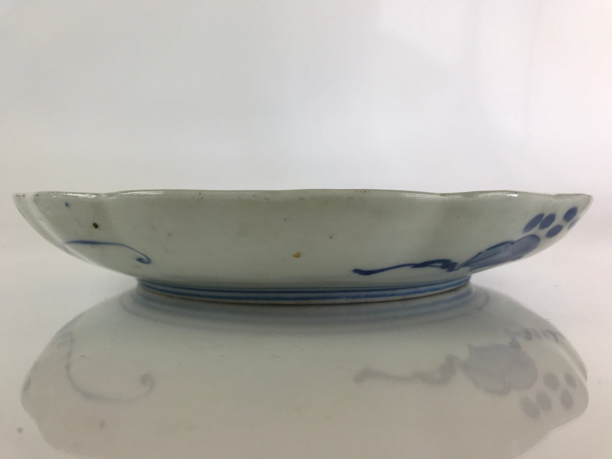 Japanese Porcelain Plate Vtg Blue Sometsuke Camellia Flower Bee Sara PY143