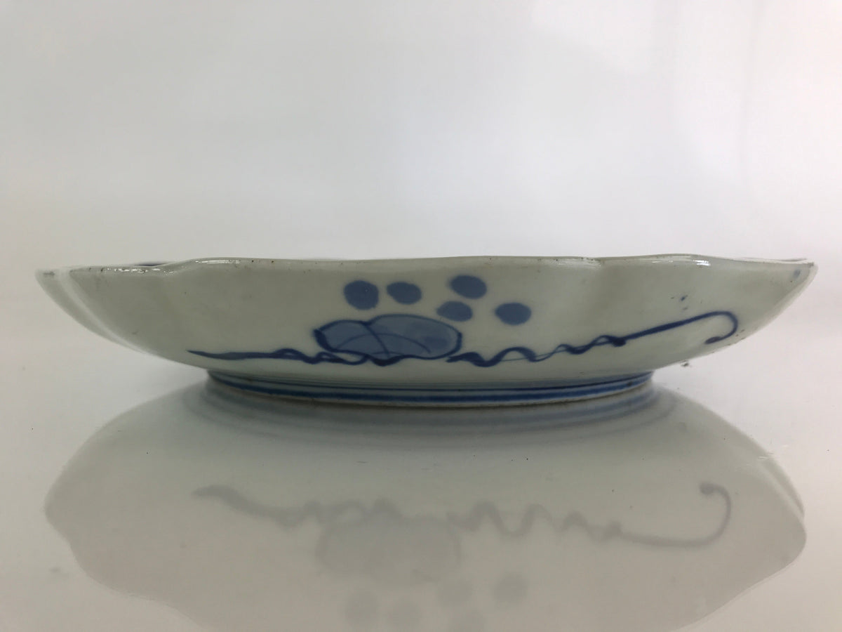 Japanese Porcelain Plate Vtg Blue Sometsuke Camellia Flower Bee Sara PY143