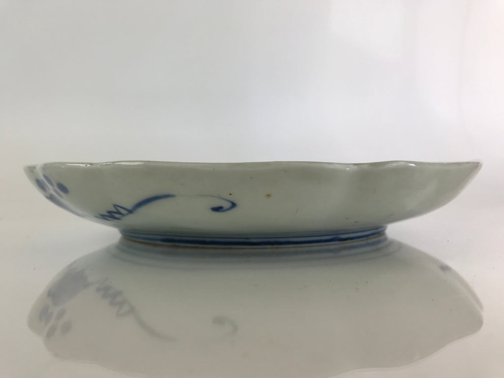 Japanese Porcelain Plate Vtg Blue Sometsuke Camellia Flower Bee Sara PY143