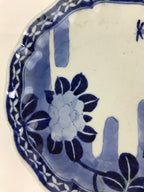 Japanese Porcelain Plate Vtg Blue Sometsuke Camellia Flower Bee Sara PY143