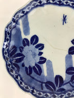 Japanese Porcelain Plate Vtg Blue Sometsuke Camellia Flower Bee Sara PY144