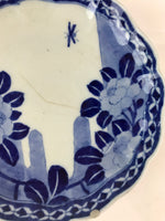 Japanese Porcelain Plate Vtg Blue Sometsuke Camellia Flower Bee Sara PY144
