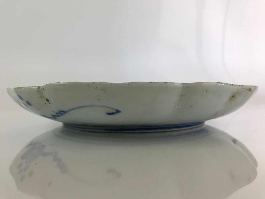 Japanese Porcelain Plate Vtg Blue Sometsuke Camellia Flower Bee Sara PY147