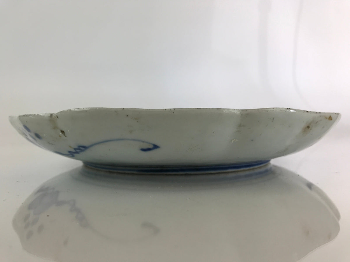 Japanese Porcelain Plate Vtg Blue Sometsuke Camellia Flower Bee Sara PY147
