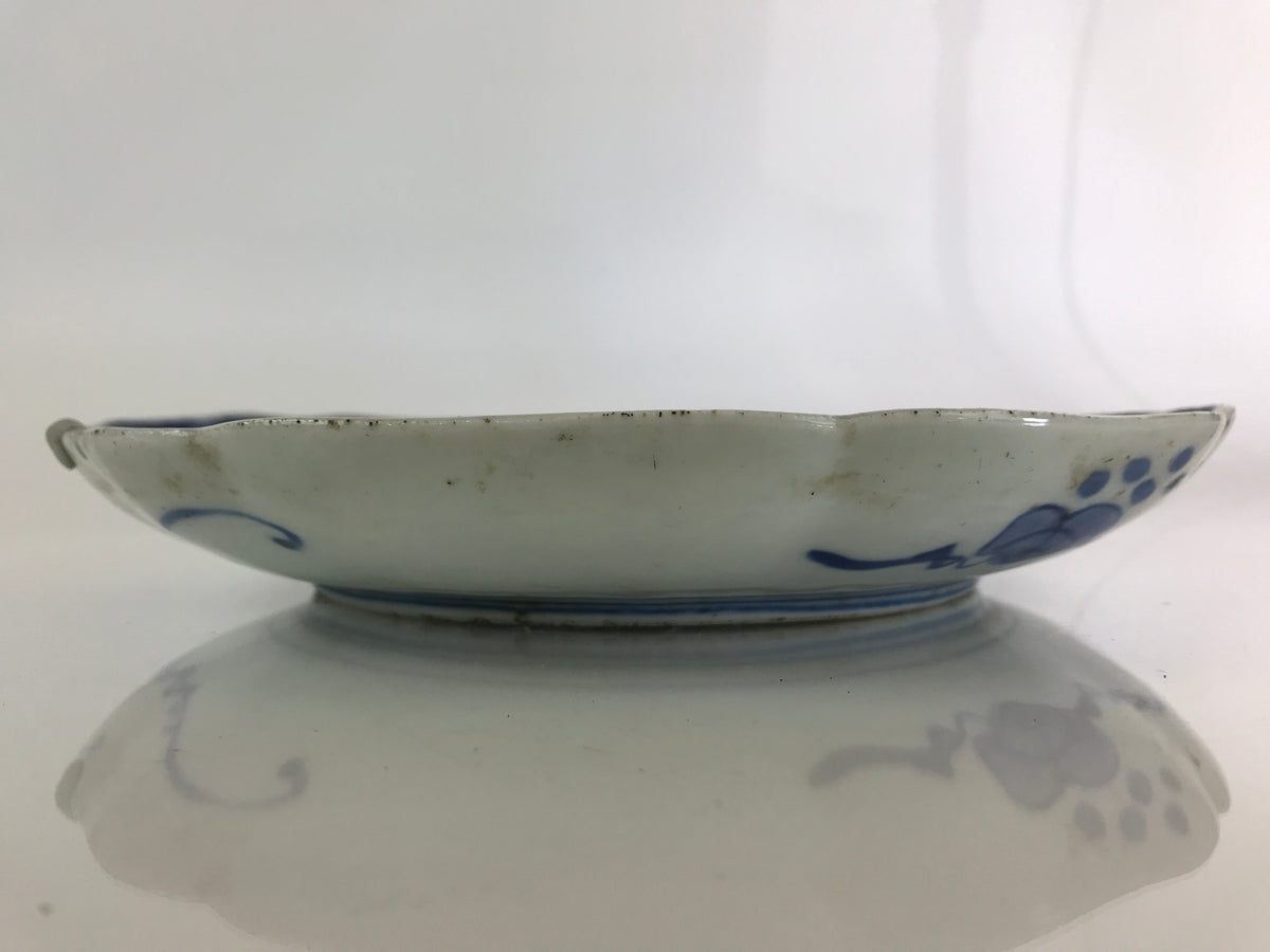 Japanese Porcelain Plate Vtg Blue Sometsuke Camellia Flower Bee Sara PY147