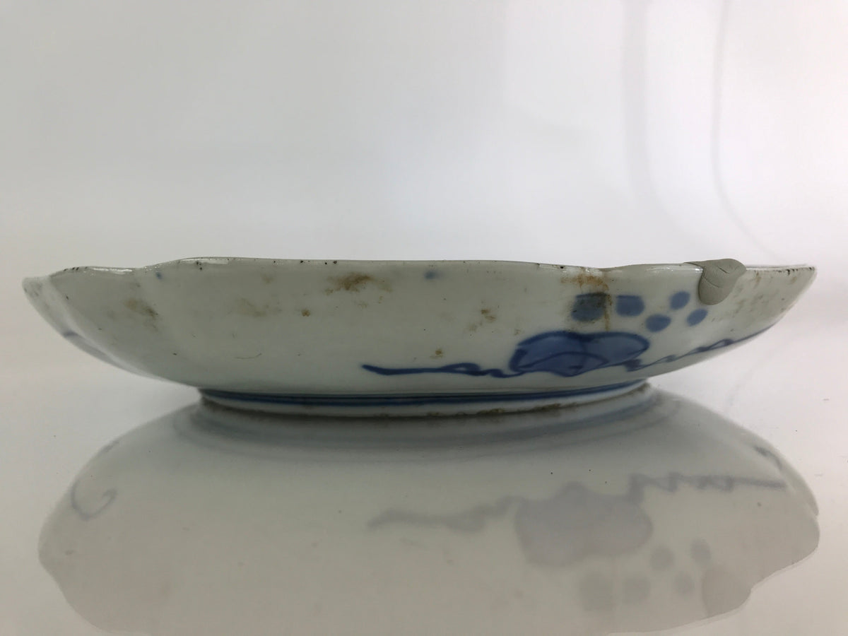 Japanese Porcelain Plate Vtg Blue Sometsuke Camellia Flower Bee Sara PY147
