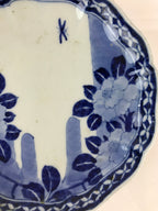 Japanese Porcelain Plate Vtg Blue Sometsuke Camellia Flower Bee Sara PY147