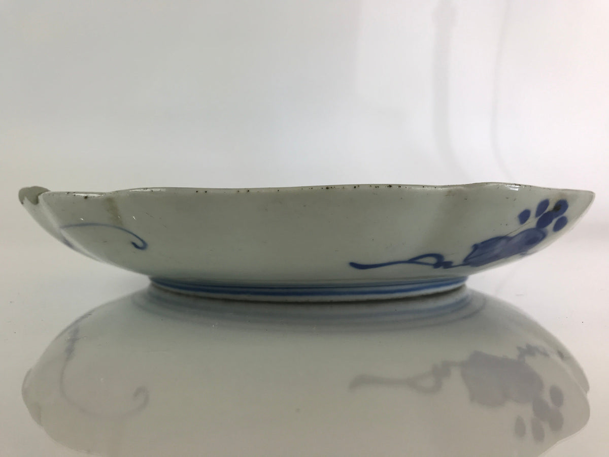 Japanese Porcelain Plate Vtg Blue Sometsuke Camellia Flower Bee Sara PY148