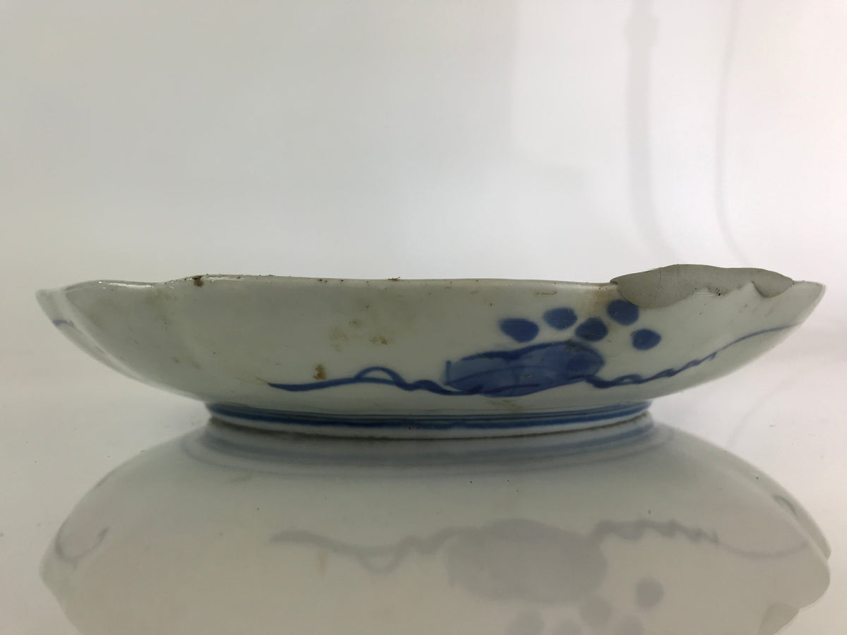 Japanese Porcelain Plate Vtg Blue Sometsuke Camellia Flower Bee Sara PY148