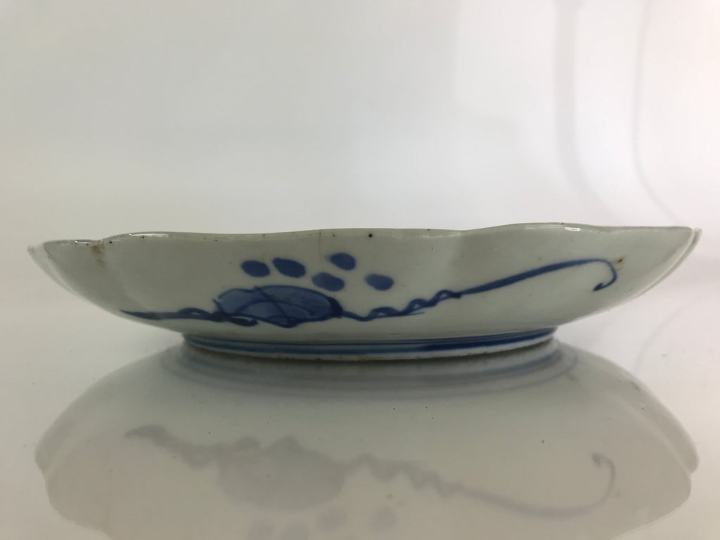 Japanese Porcelain Plate Vtg Blue Sometsuke Camellia Flower Bee Sara PY148