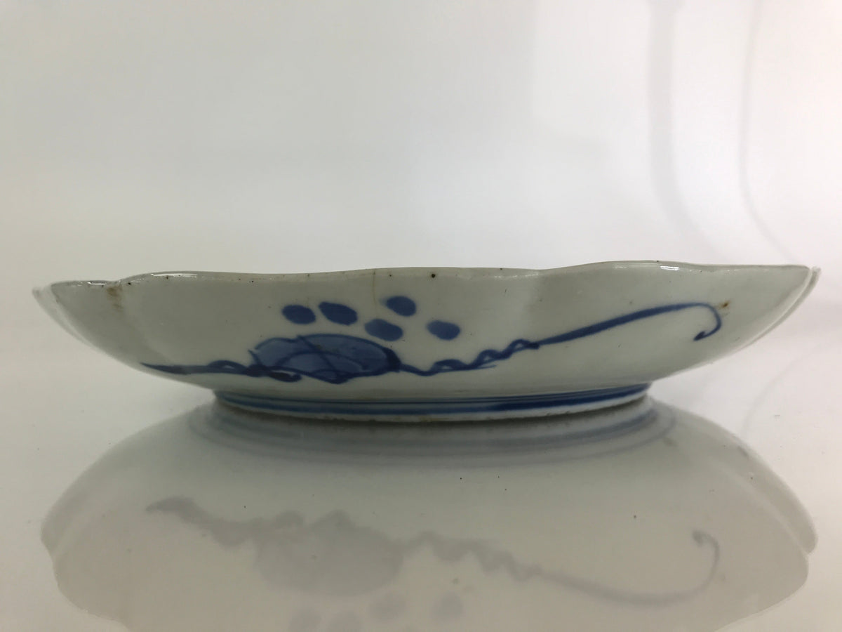 Japanese Porcelain Plate Vtg Blue Sometsuke Camellia Flower Bee Sara PY148