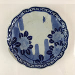 Japanese Porcelain Plate Vtg Blue Sometsuke Camellia Flower Bee Sara PY148