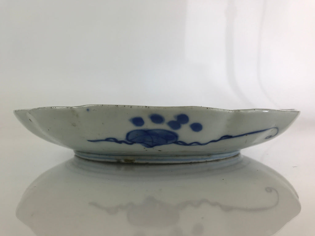 Japanese Porcelain Plate Vtg Blue Sometsuke Camellia Flower Bee Sara PY149