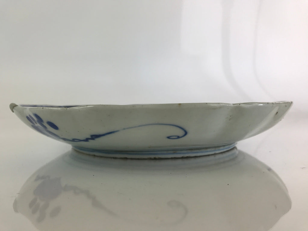 Japanese Porcelain Plate Vtg Blue Sometsuke Camellia Flower Bee Sara PY149