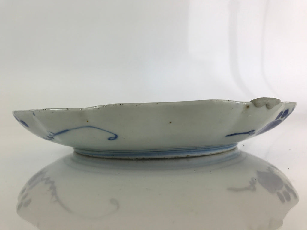 Japanese Porcelain Plate Vtg Blue Sometsuke Camellia Flower Bee Sara PY149