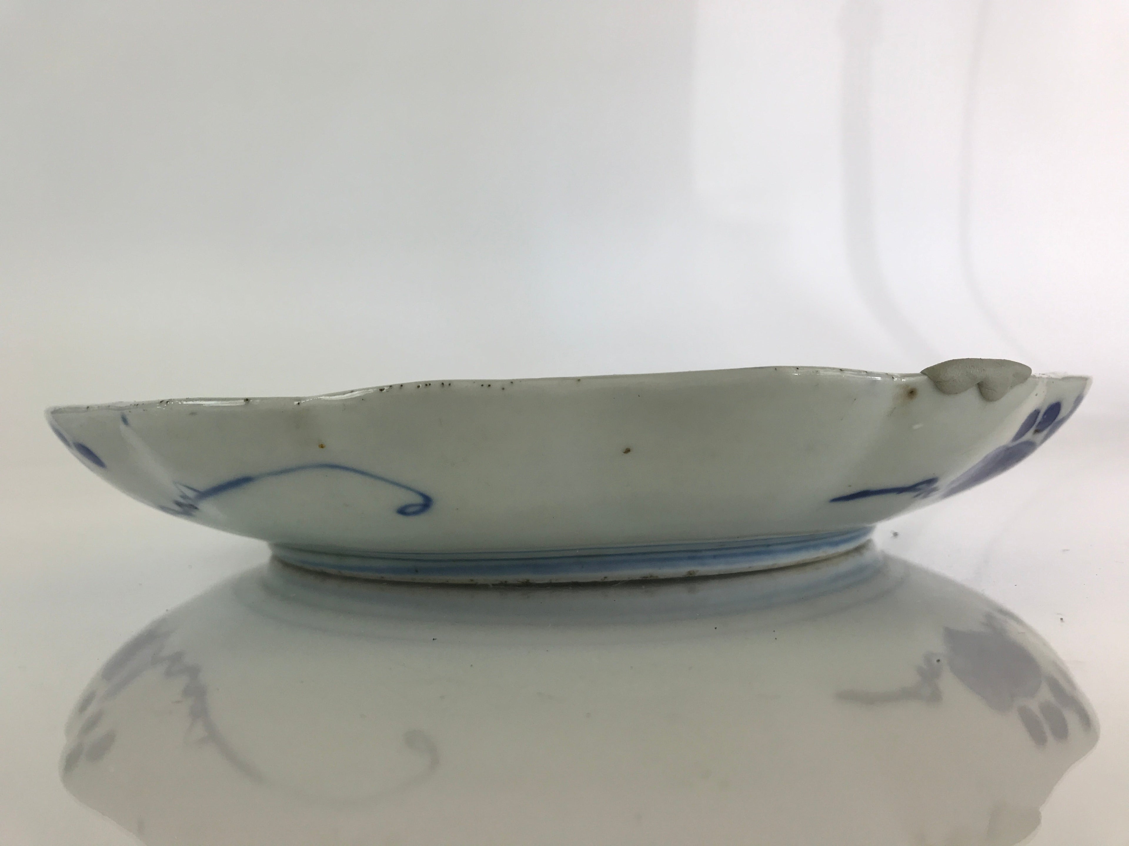 Japanese Porcelain Plate Vtg Blue Sometsuke Camellia Flower Bee Sara PY149