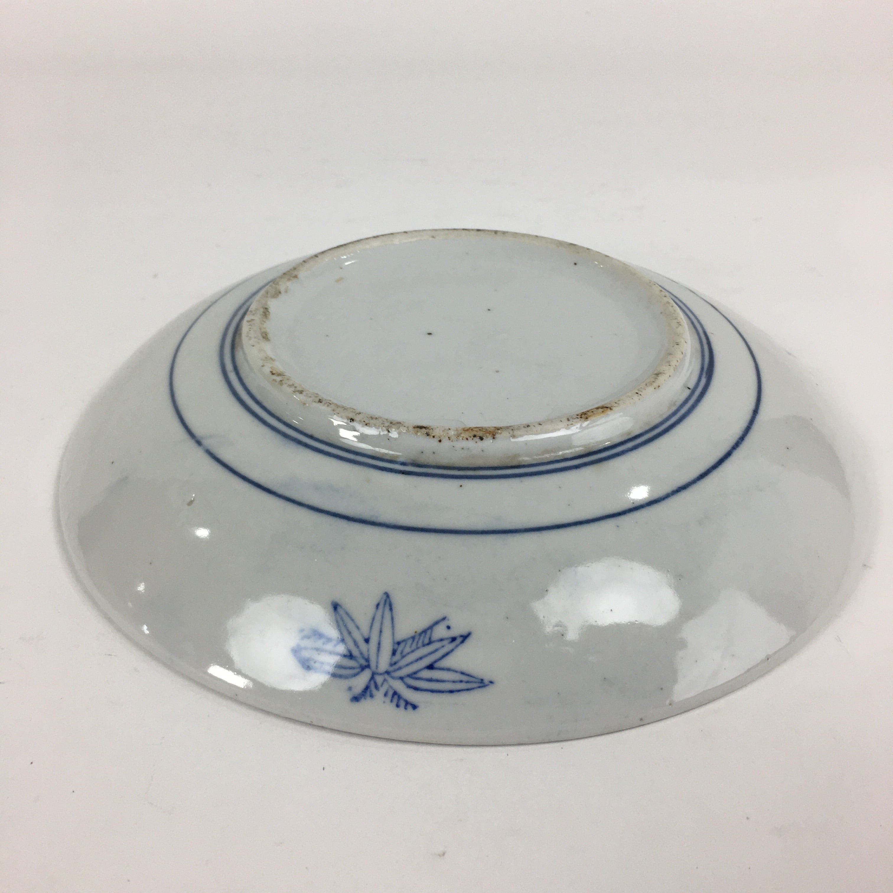 Japanese Porcelain Plate Vtg Blue Sometsuke Five-storied tower Round Sara PP7858