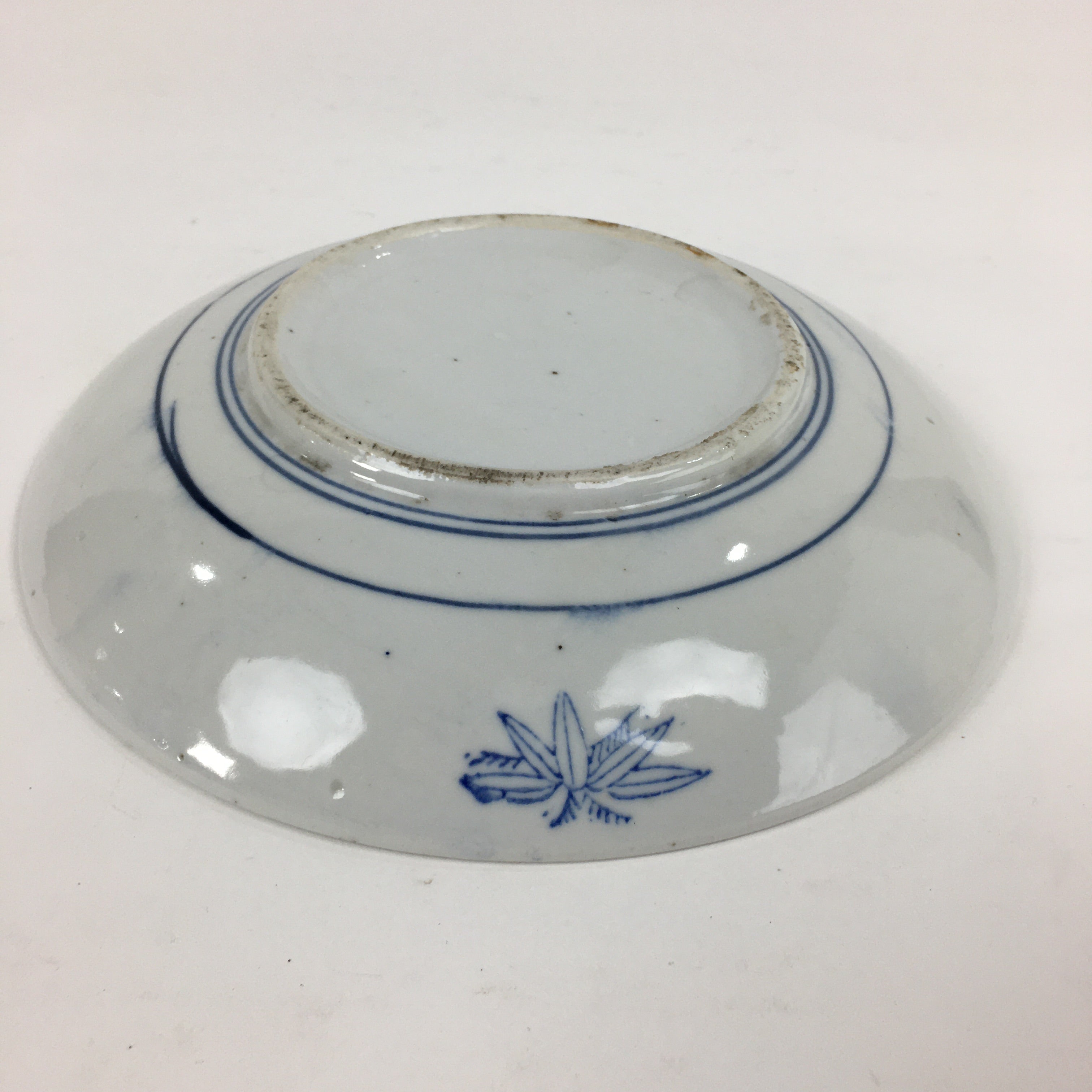 Japanese Porcelain Plate Vtg Blue Sometsuke Five-storied tower Round Sara PP7858