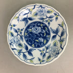 Japanese Porcelain Plate Vtg Blue White Yellow Floral Tachikichi Sometsuke QT76