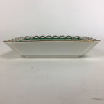 Japanese Porcelain Plate Vtg Gold Green Flower Pattern Square Shape Sara PP618
