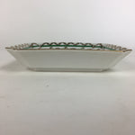 Japanese Porcelain Plate Vtg Gold Green Flower Pattern Square Shape Sara PP618