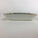 Japanese Porcelain Plate Vtg Gold Green Flower Pattern Square Shape Sara PP618