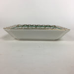 Japanese Porcelain Plate Vtg Gold Green Flower Pattern Square Shape Sara PP619