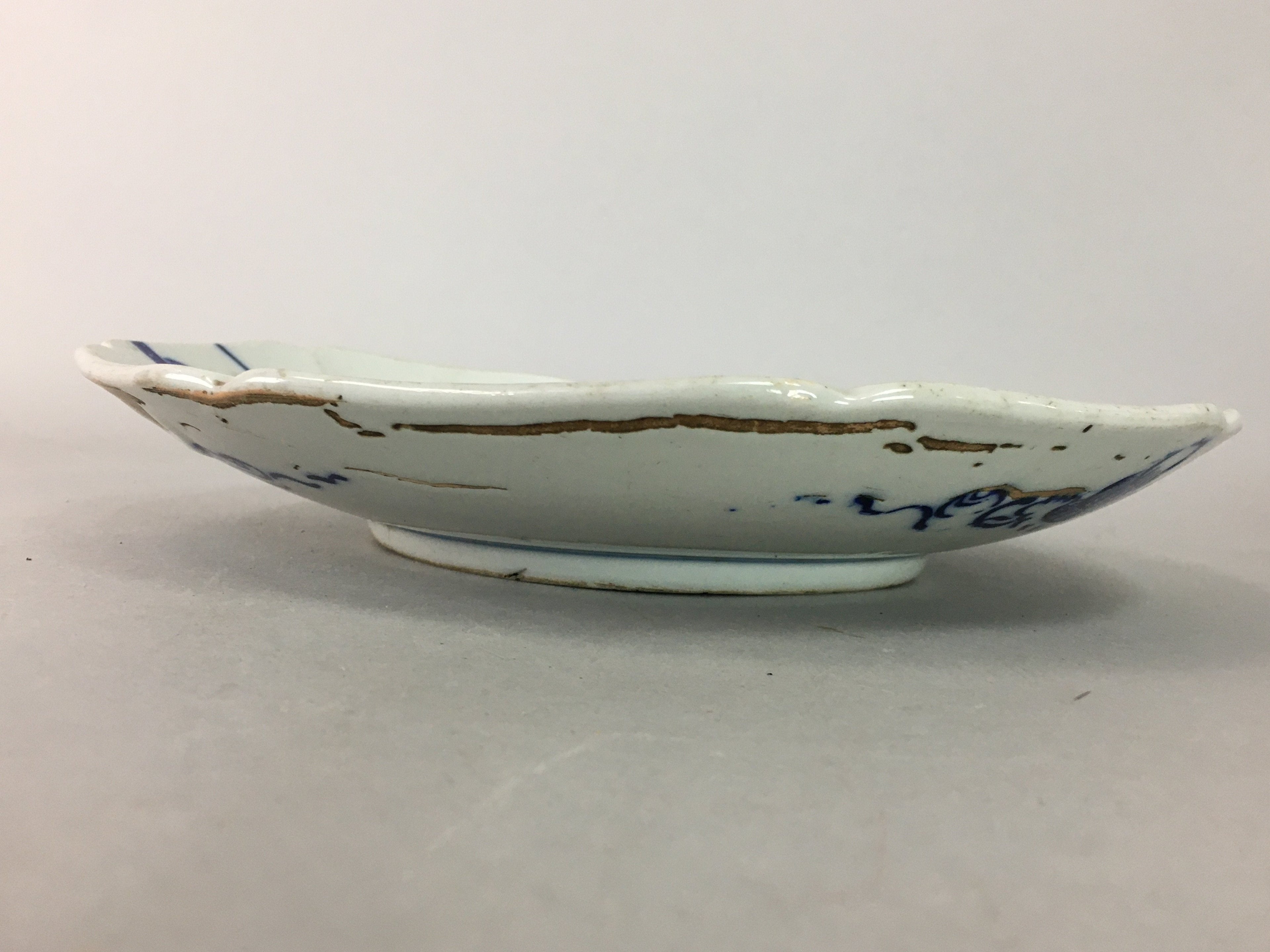 Japanese Porcelain Plate Vtg Mt.Fuji Pine Boat Tree Wave Sometsuke Green PP76