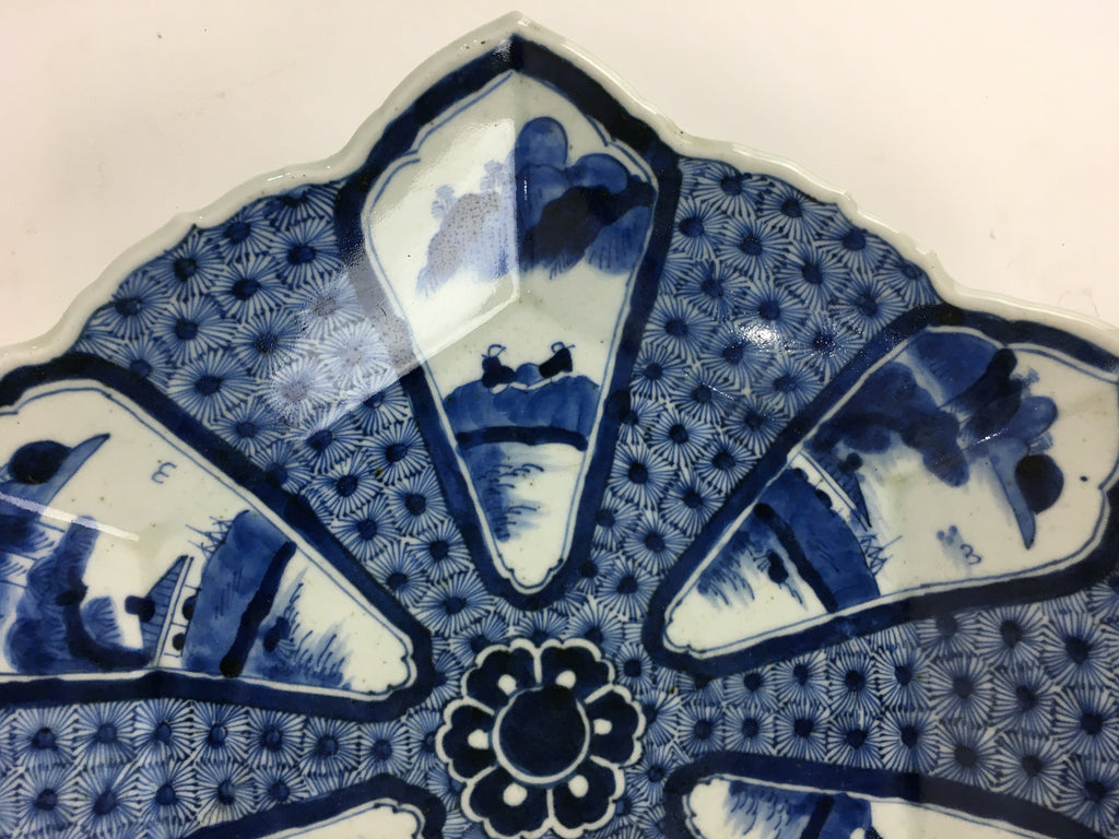 Japanese Porcelain Plate Vtg Pottery Sometsuke Blue Sara Pentagon PP963