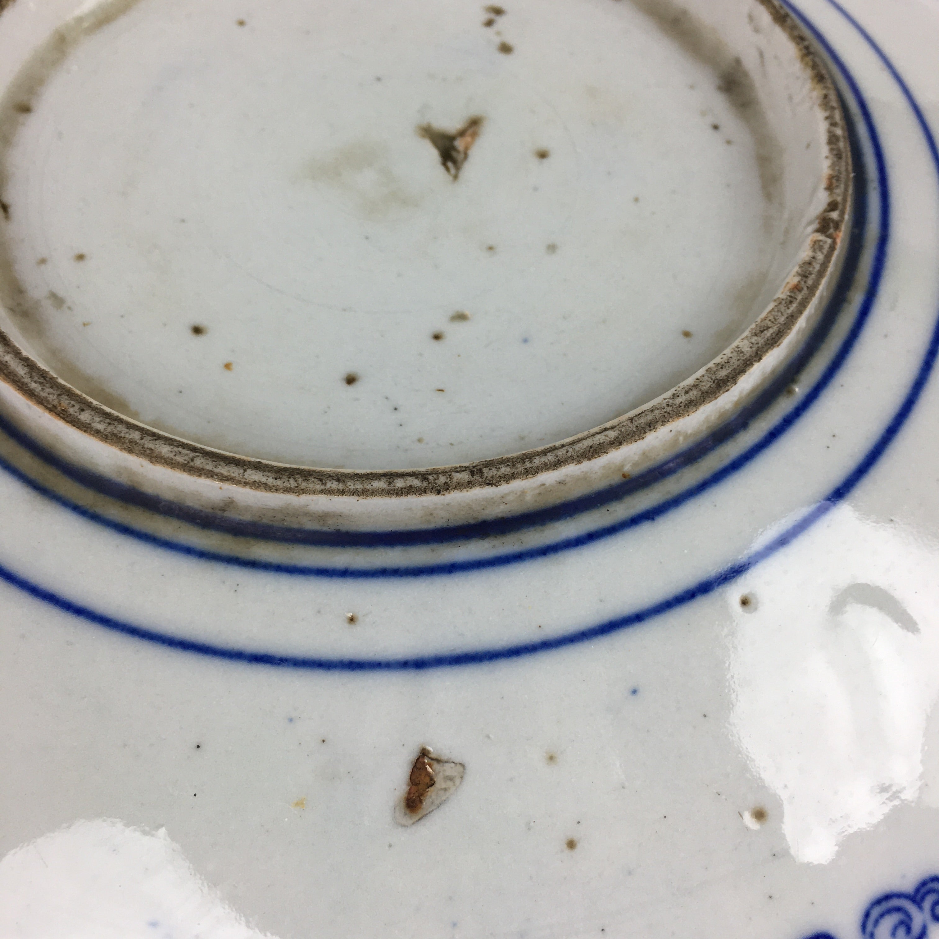 Japanese Porcelain Plate Vtg Pottery Sometsuke Blue Sara White PP960