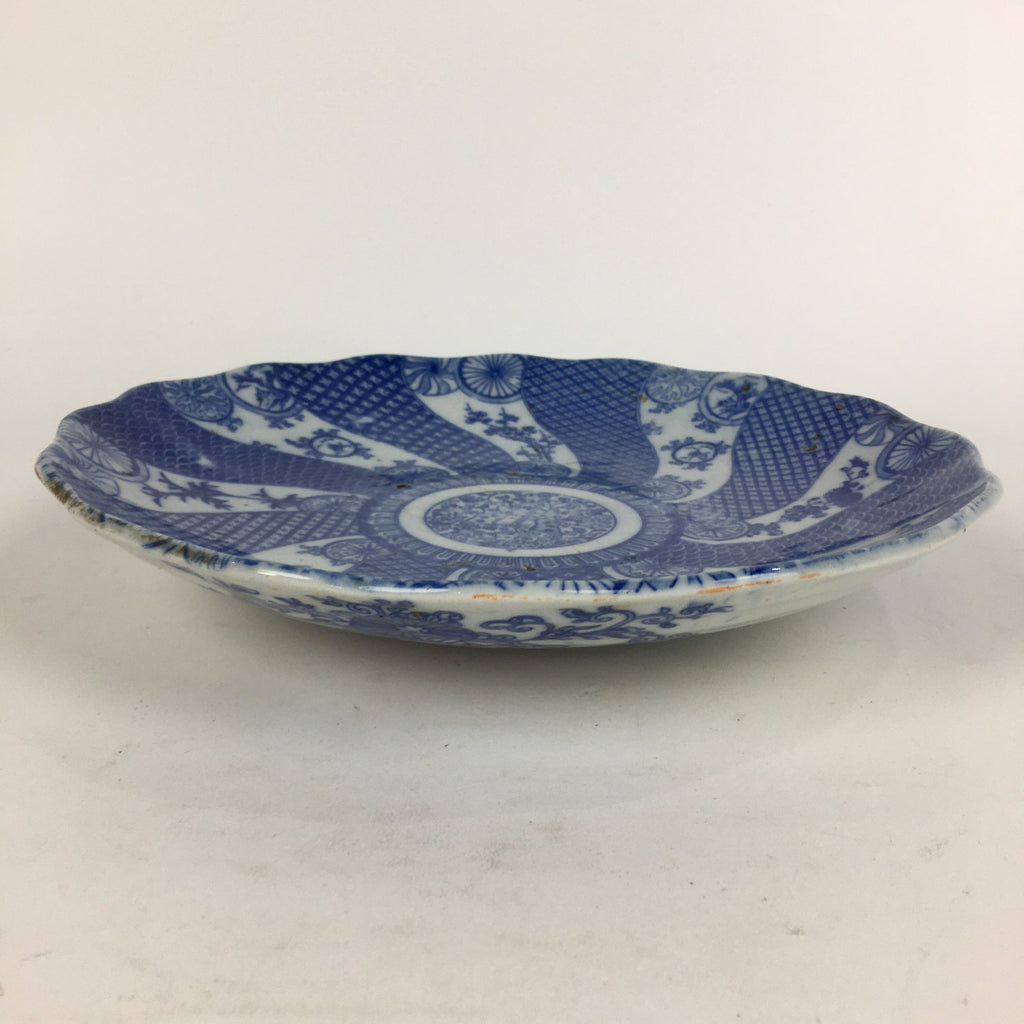 Japanese Porcelain Plate Vtg Pottery Sometsuke Blue Sara White PP960