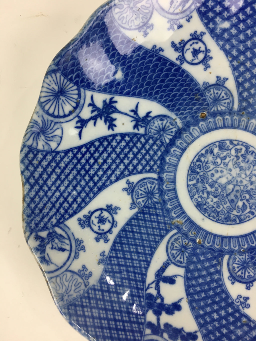 Japanese Porcelain Plate Vtg Pottery Sometsuke Blue Sara White PP960