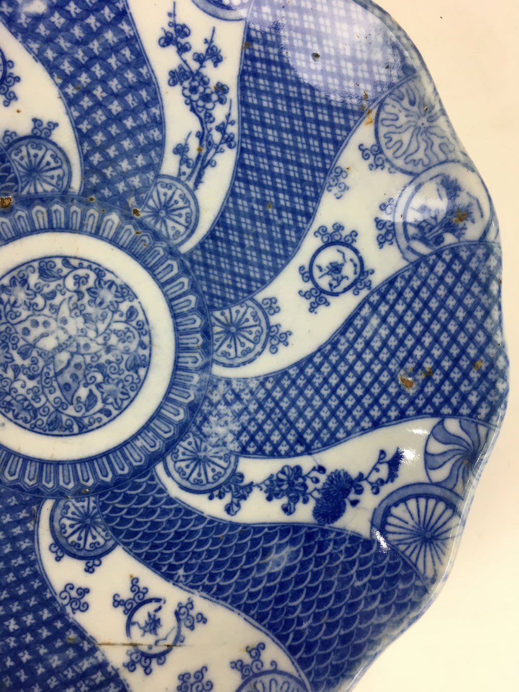 Japanese Porcelain Plate Vtg Pottery Sometsuke Blue Sara White PP960