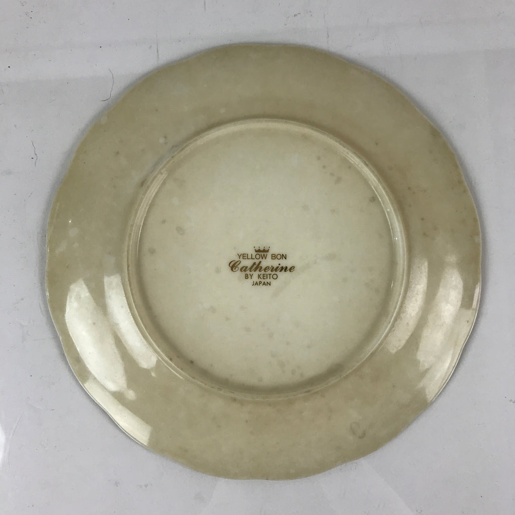 Japanese Porcelain Plate Vtg Yellow Bon Catherine By Keito Floral PY159