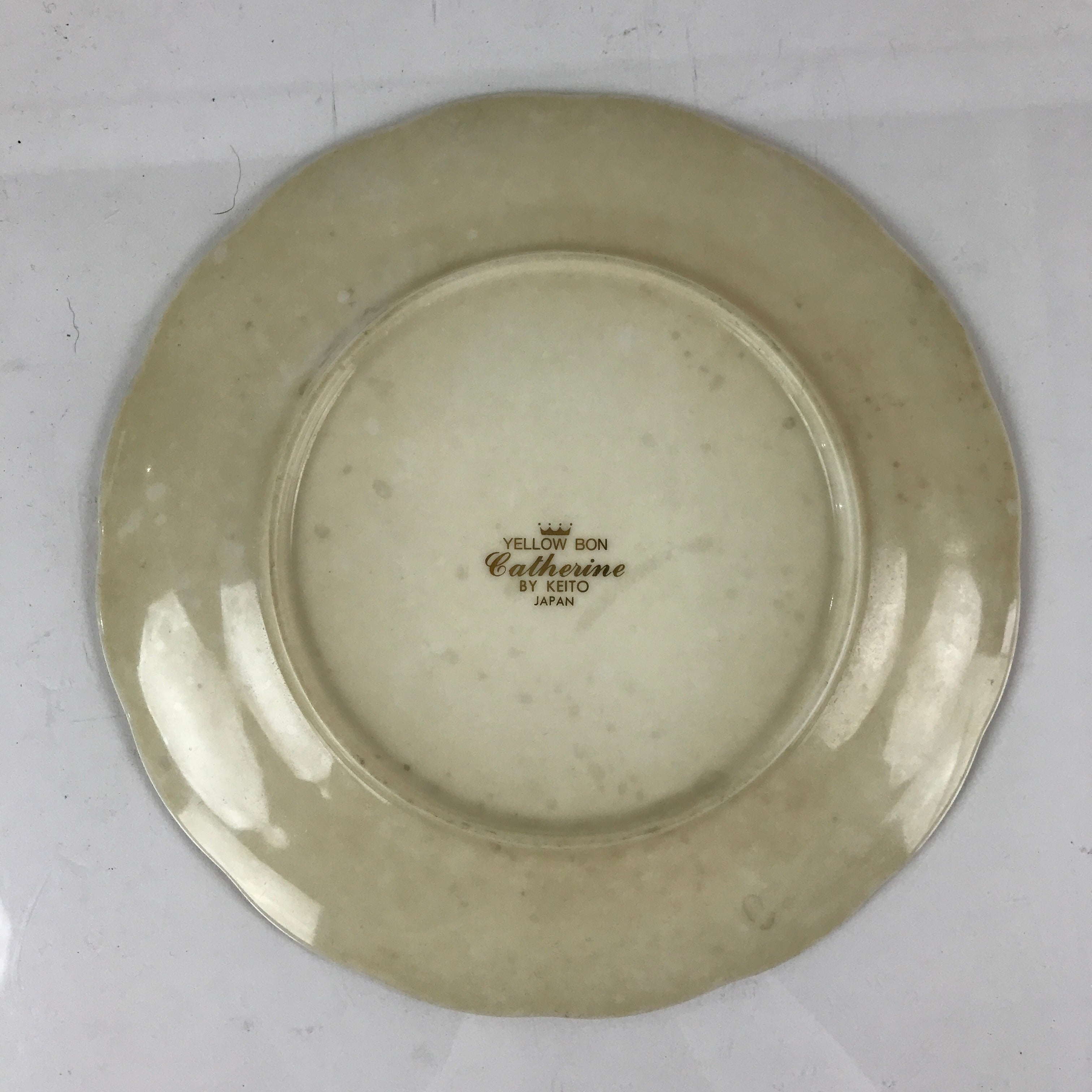 Japanese Porcelain Plate Vtg Yellow Bon Catherine By Keito Floral PY159