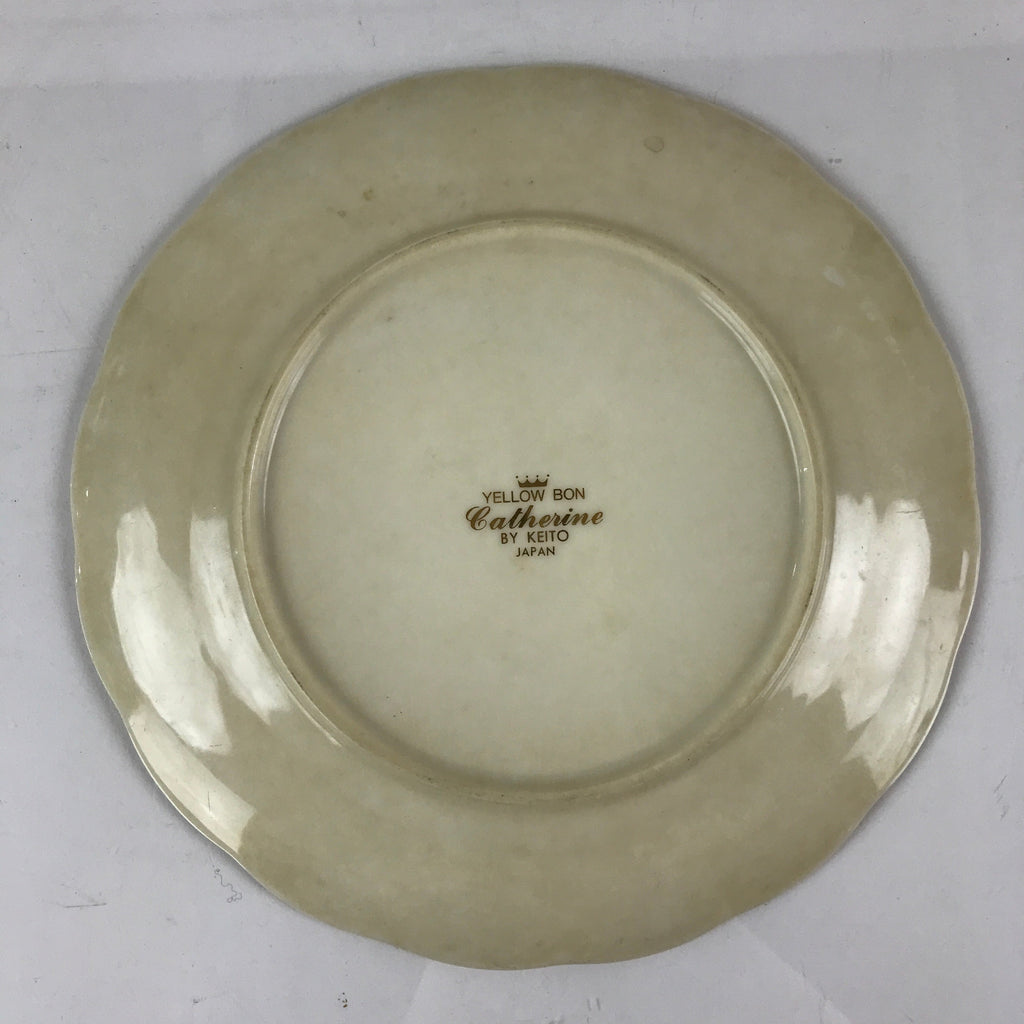 Japanese Porcelain Plate Vtg Yellow Bon Catherine By Keito Floral PY160