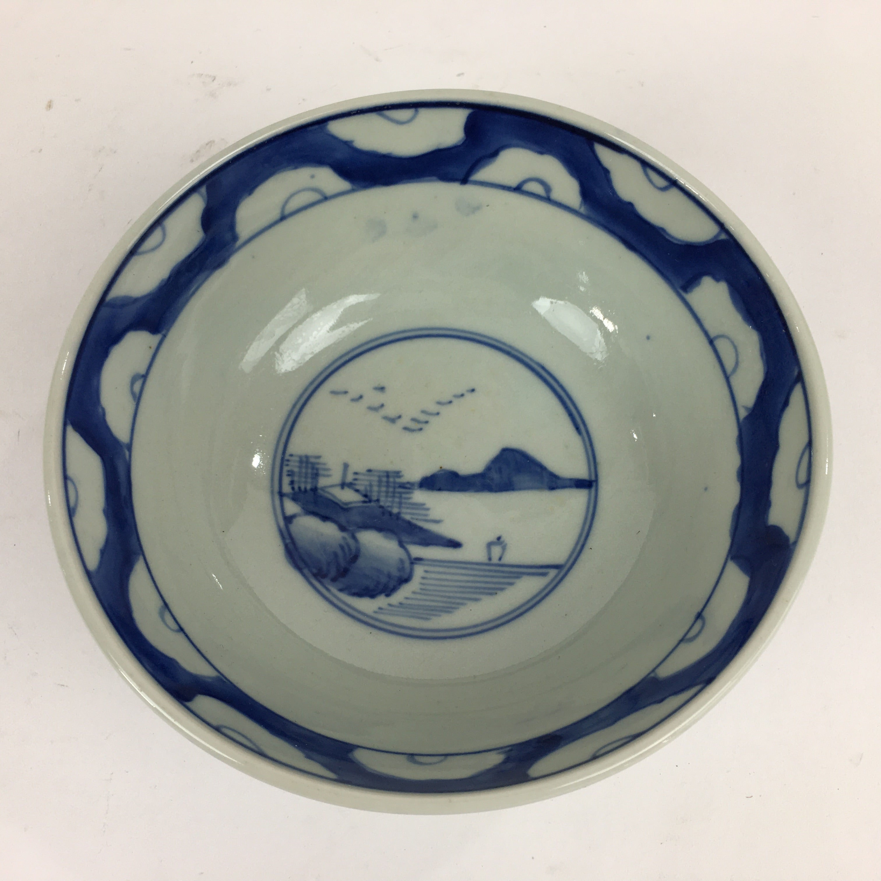 Japanese Porcelain Ramen Bowl Vtg Blue Sometsuke Large Bowl Donburi PP838