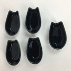 Japanese Porcelain Renge Spoon 5pc Set Vtg White Spoon Black Spoon Stand PP510