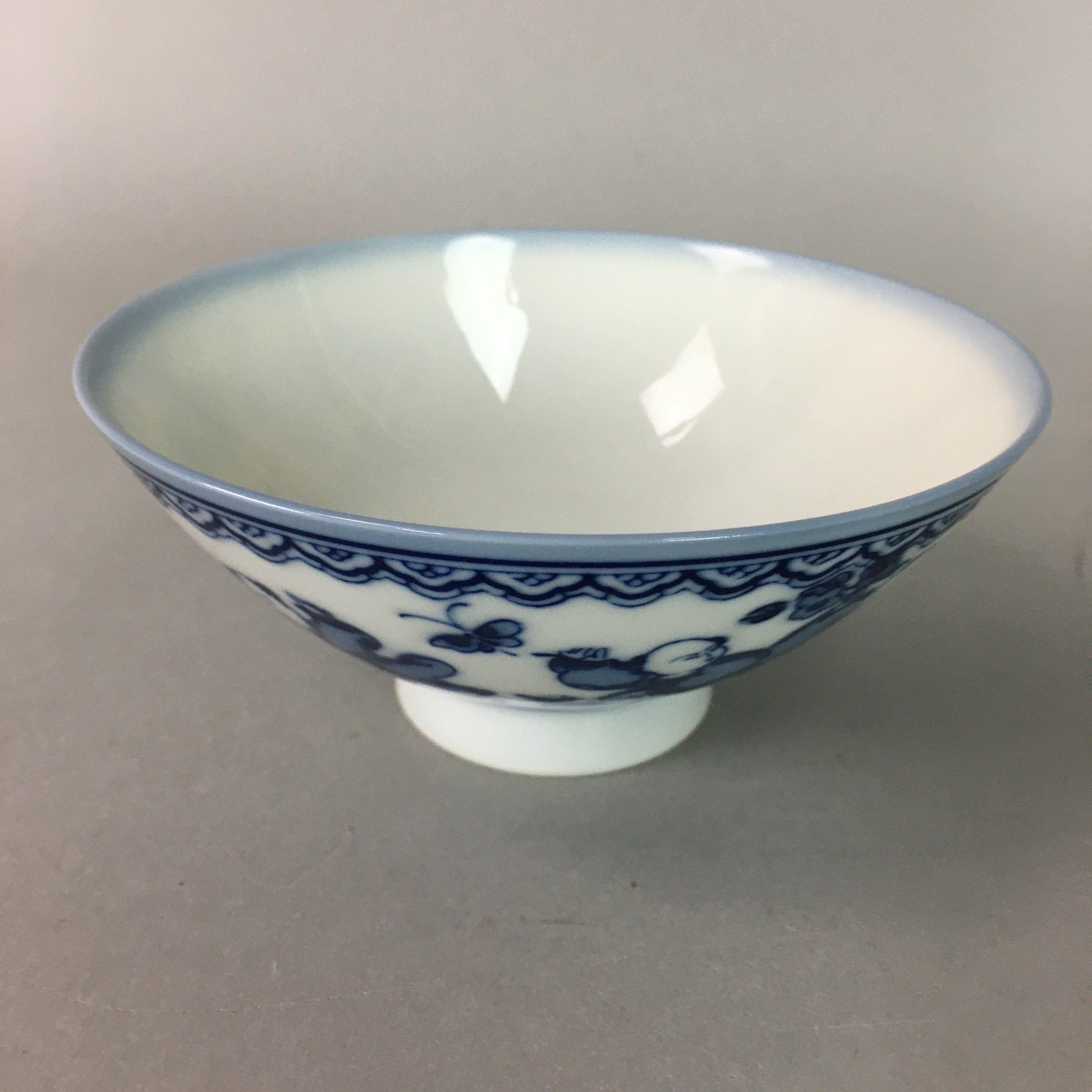 Japanese Porcelain Rice Bowl Sometsuke Vtg Blue White Child Karako PP70