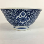 Japanese Porcelain Rice Bowl Vtg Blue Flowers Sometsuke White Donburi PP520