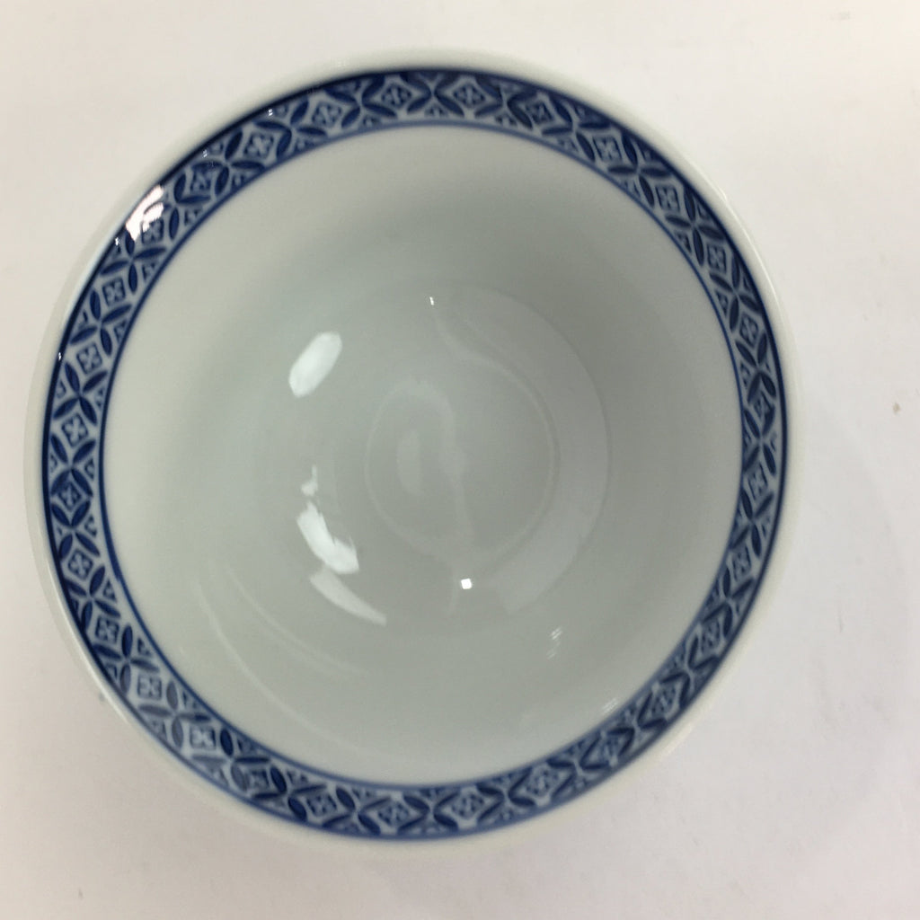 Japanese Porcelain Rice Bowl Vtg Blue Flowers Sometsuke White Donburi PP520