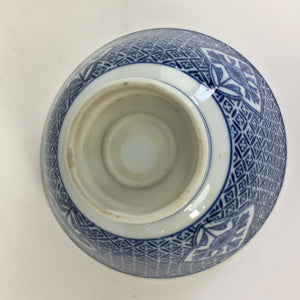 Japanese Porcelain Rice Bowl Vtg Blue Flowers Sometsuke White Donburi PP520