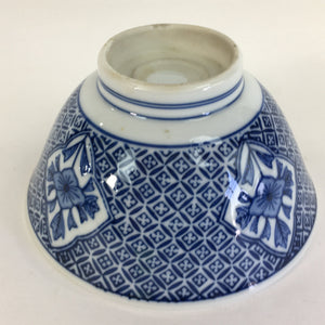Japanese Porcelain Rice Bowl Vtg Blue Flowers Sometsuke White Donburi PP520